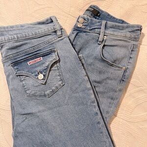 2 pairs Hudson Denim Jeans Size 8 Mid Rise Straight Leg Medium Light Wash